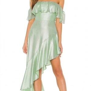 NWOT Amanda Uprichard Green Shimmer Asymmetrical Dress